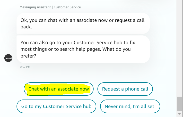 chat with amazon customer service